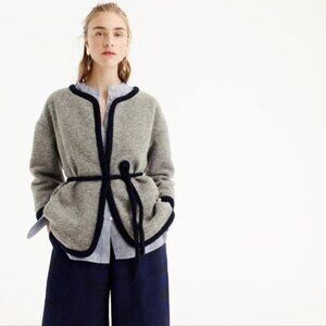 J. CREW Wrap Boiled Wool Grey Quiet Luxury Cardigan Jacket